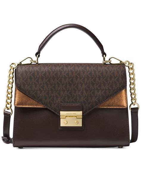 michael michael kors sloan medium top handle leather satchel